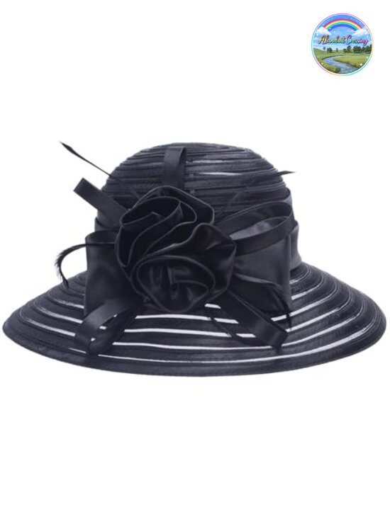 Polyester Satin Ribbon Sun Hat with Floral Pattern, Adjustable, Lightweight main image 6